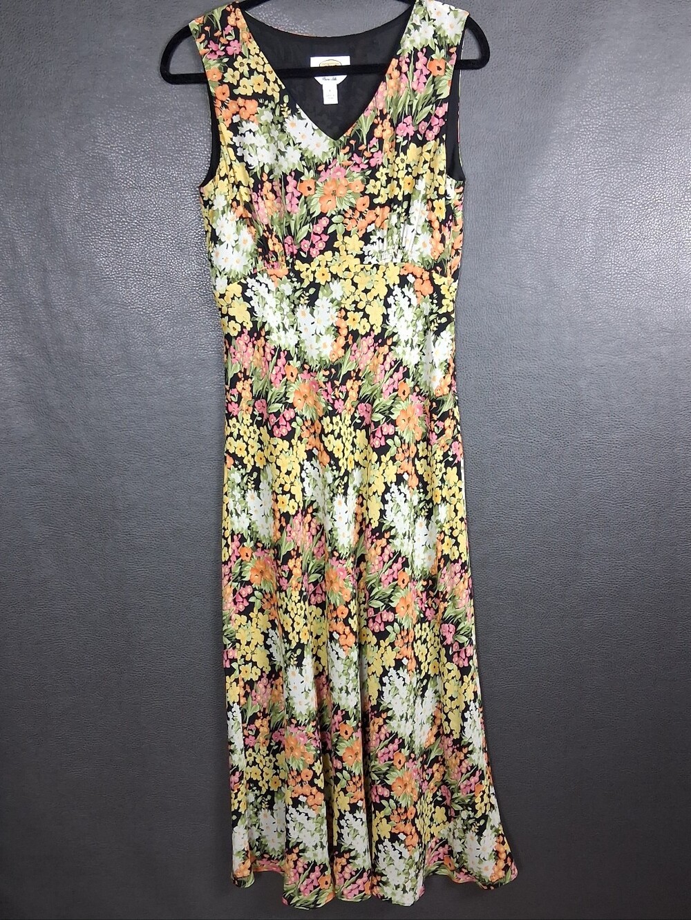 Talbots Dress Womens 6 Silk Midi Dark Romantic Ditsy Floral Whimsical Feminine